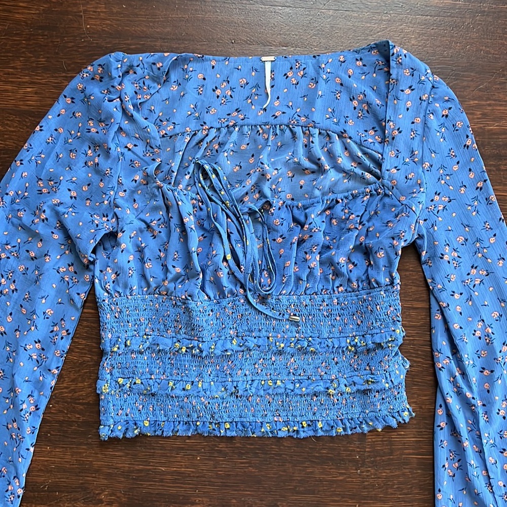 Free People Square Neck Floral Top